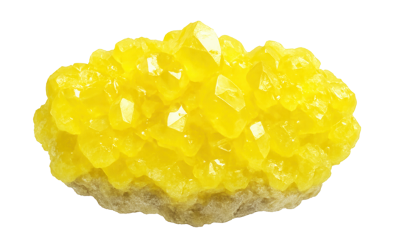 Raw sulfur specimen with bright yellow color and crystalline form