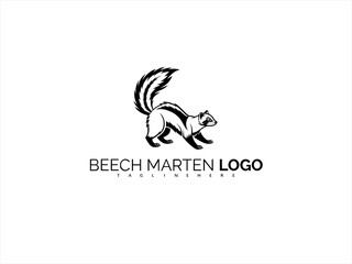 Obraz premium Elegant Beech Marten Logo in Monochrome Line Art Style. A Refined Wildlife Vector for Organic Labels, Conservation Campaigns, and Outdoor Merchandise.