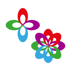 Intertwined abstract flowers. Colorful bloom shapes. Floral decorative elements. Vector blossom motifs.