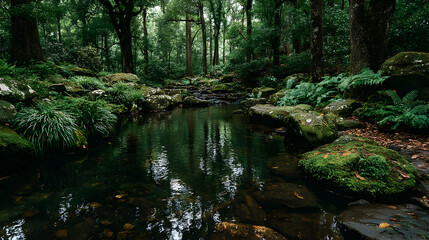 Obraz premium Serene Forest Stream: Tranquil Nature Scene