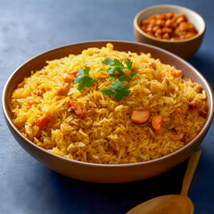 Delicious Spiced Rice Dish with Cashews and Garnished with Fresh Cilantro