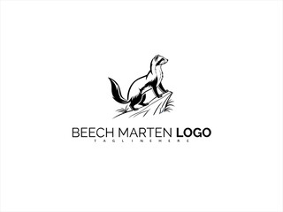 Fototapeta premium Refined Beech Marten Logo in Monochrome Line Vector. A Stylish Wildlife Symbol for Outdoor Apparel, Ethical Goods, and Nature-Focused Business Identity.