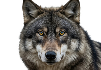 Obraz premium Realistic Isolated Portrait Of Wolf With Yellow Eyes On Transparent