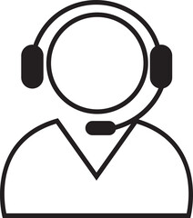 Customer care service and support icon outline style. Person avatar with headphone for helpline Pictogram. Call center symbol illustration used in support hotline and communication profession design.