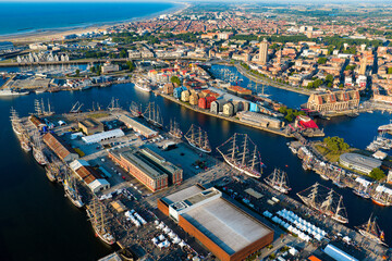 Aerial View Tall Ship Sailing