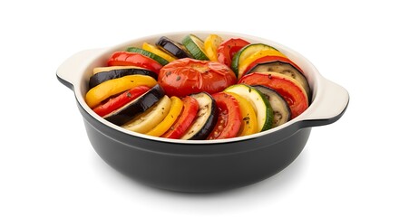 Homemade ratatouille in a ceramic pot