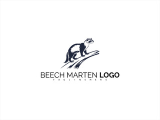 Elegant Beech Marten Logo Design Featuring Minimalist Wildlife Illustration. Black and White Vector for Nature-Focused Brands, Outdoor Products, and Ethical Identity.

