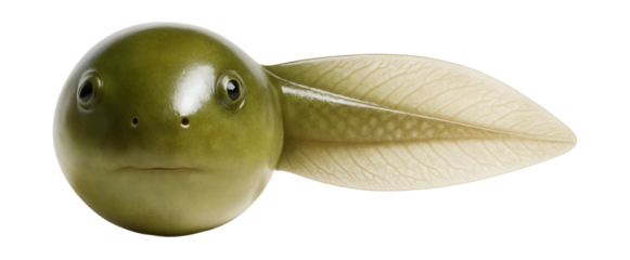 Tadpole with round body and flat, paddle-shaped tail