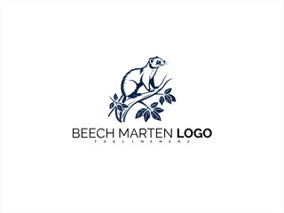 Fototapeta premium Elegant Beech Marten Vector Illustration in Monochrome Style. Perfect for Eco Packaging, Conservation Logos, and Wilderness-Inspired Visual Identity Systems.
