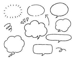 クレヨンで書いたような吹き出しセット