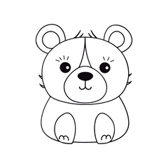 Fototapeta premium A black and white drawing of a Bear coloring page illustration.
