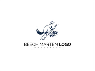 Fototapeta premium Elegant Beech Marten Logo with Minimal Detail and Bold Linework. Ideal for Sophisticated Branding in Wildlife Products, Outdoor Gear, and Sustainable Packaging.