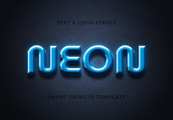 Blue Neon Glow Text & Logo Effect Mockup