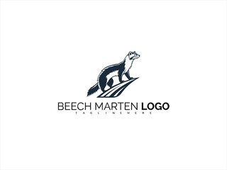 Fototapeta premium Nature-Inspired Beech Marten Logo Design in Vector Format. Stylish Line Art Illustration in Black and White for Organic Brands, Wildlife Companies, and Outdoor Ventures.