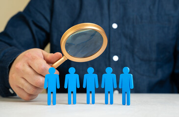A man is looking for the best candidate for a job position. Talent acquisition, and corporate...