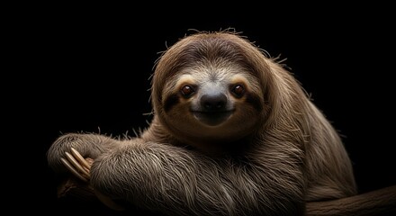 Cute sloth posing against dark background