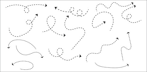 arrow,flow,dotted modern whimsical direction design vector graphic for navigation infographic