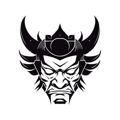 Cute Cartoon Oni heads outlined for coloring book isolated on a white background.