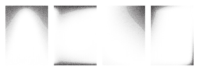 Set of noise grainy frames. Shading borders, backgrounds, stipple dotted sand effect, abstract dot work gradient pattern. Retro vintage textures for banner, poster.
