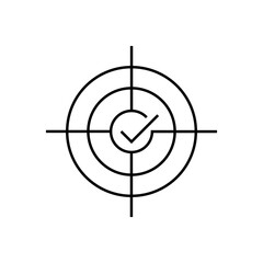 Check mark inside target line icon. Focus symbol