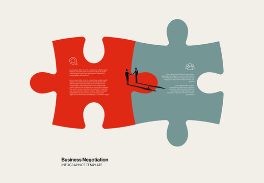 Business Negotiation Infographic Template with Minimal Illustration