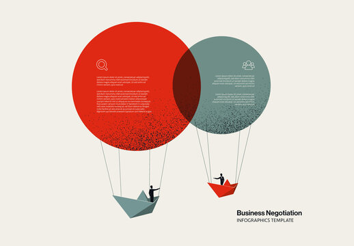Business Negotiation Infographic Template with Minimal Illustration of a Balloon