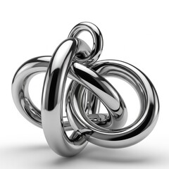 glossy silver abstract figurine on a clean white studio background, high detail, close-up, full depth of field.