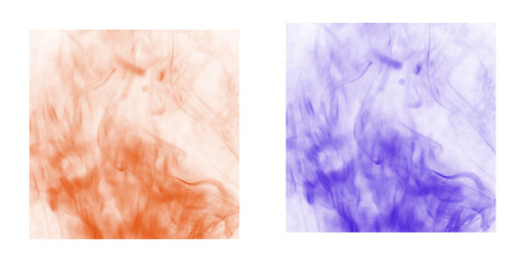 Mystical Smoke Effect PNG Brushes (Fiery Orange & Deep Violet) - Abstract Ink Vapor Textures, Dynamic Overlays for Digital Art & Design Projects