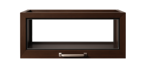 Glass-fronted drawer for a display cabinet in a dining room, showcasing fine china or decorative items.