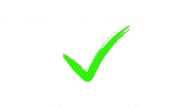 Green Hand drawing perfect correct. checkmark animation 