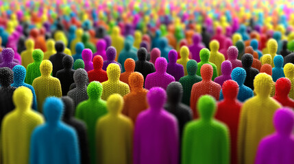 Multitud de figuras humanas coloridas representando diversidad
