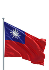 Naklejka premium Waving Taiwan National Flag on a Pole a Symbol of Freedom with Transparent Background