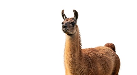 Llama portrait on clean white background