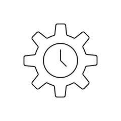Clock inside cogwheel line icon. Efficiency symbol
