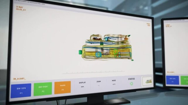 X-Ray Baggage Scanner Interface Animation for Security Screening