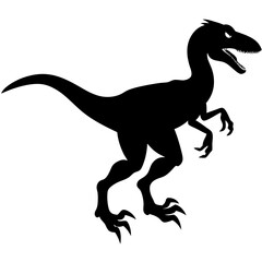 Depiction of a velociraptor dinosaur silhouette vector illustration