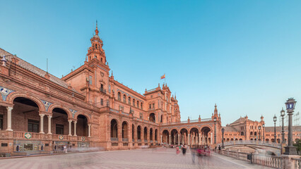 Obraz premium Plaza de Espana timelapse hyperlapse in Seville, Spain