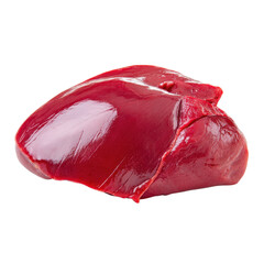 A raw liver close view on transparent Background