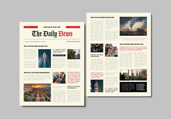 Modern Newspaper and Newsletter Template Design Layout