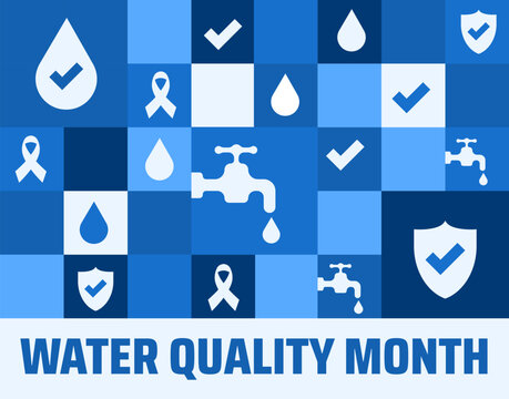 Water Quality Month Geometric shape pattern background, banner or poster design template. observed every year in August. Holiday concept. Use to any Template, card, poster, placard, template.