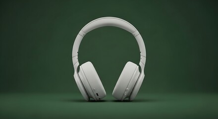 White headphones on a green backdrop