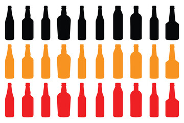 Collection of Different Colored Bottle Silhouettes