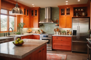 Generous Modern Kitchen with Dark Wood Cabinets and Granite Countertops
