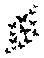 Floating elegance is depicted in this illustration of silhouetted butterflies, a beautiful and graceful design against a white background