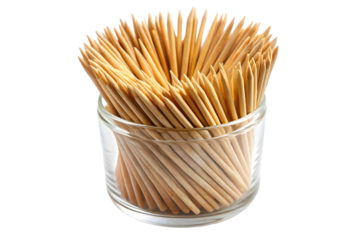 Wooden toothpicks isolated on transparent surface PNG transparent background