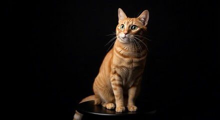 Orange tabby gazes upwards curiously