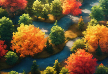Luxurious A trees in the forest from above