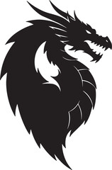 Obraz premium Fierce dragon silhouette design for logos and decorative elements on a white background