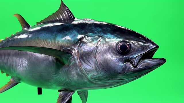 Tuna Fish Profile on Green Screen