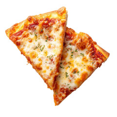 Two pizza slices stacked on transparent Background